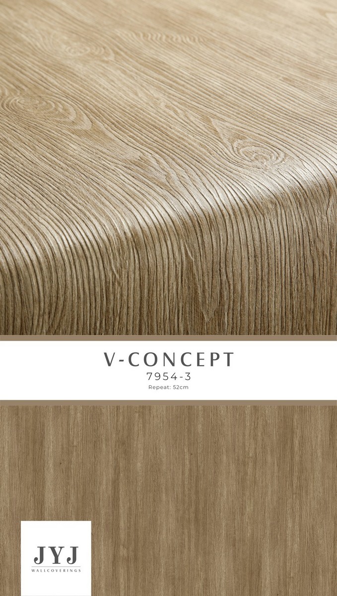 Giấy dán tường vân gỗ màu vàng Vconcept 7954-3
